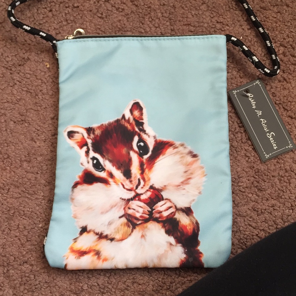 Squirrel crossbody zipper pouch